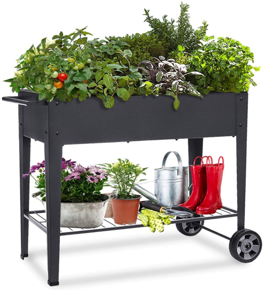 Raised garden bed with legs elevated planter box