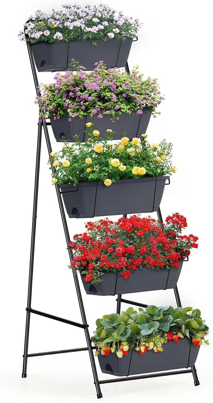 5 Tier Vertical Raised Garden Bed for Herbs, Flowers, Vegetables