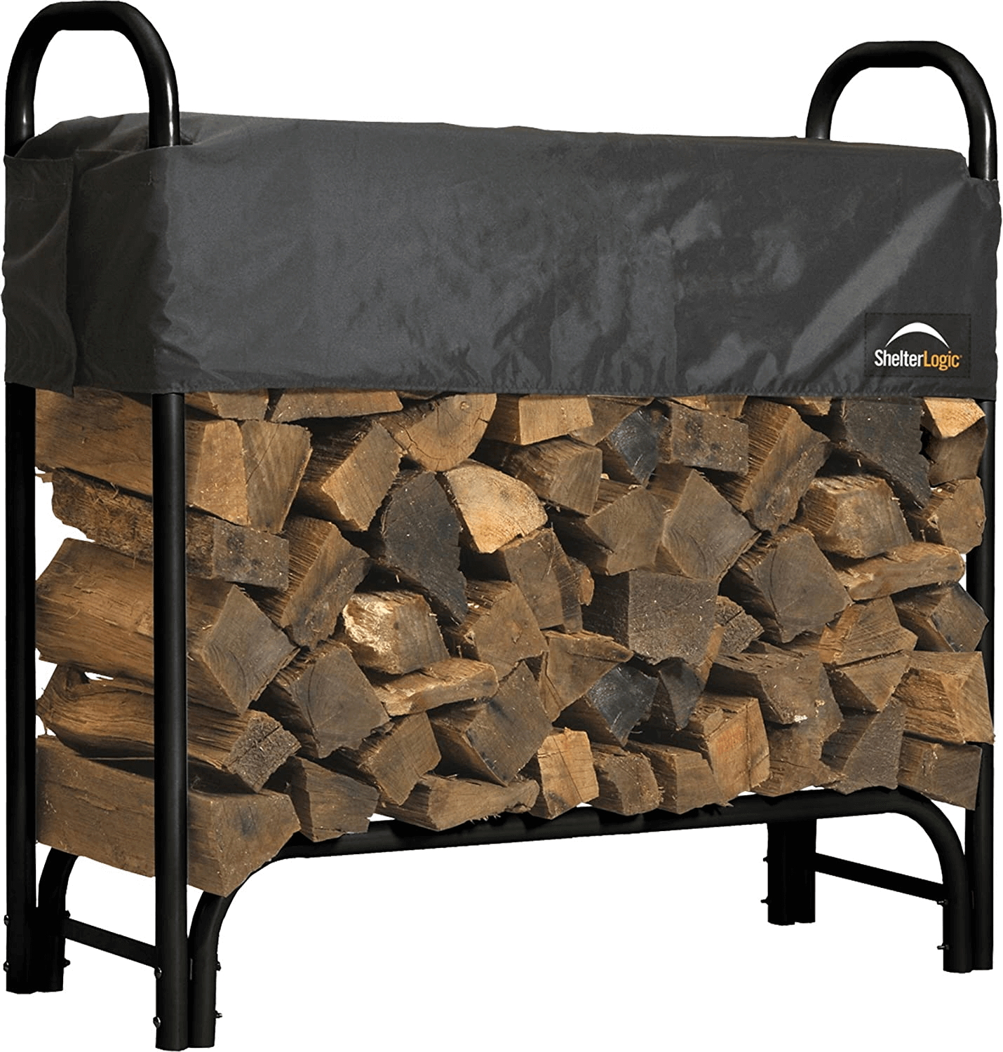 Black Sand Pattern Single Layer 4 Feet Long 46 Inches High Indoor And Outdoor Iron Fireplace Firewood Stand Rack Storage Shelf